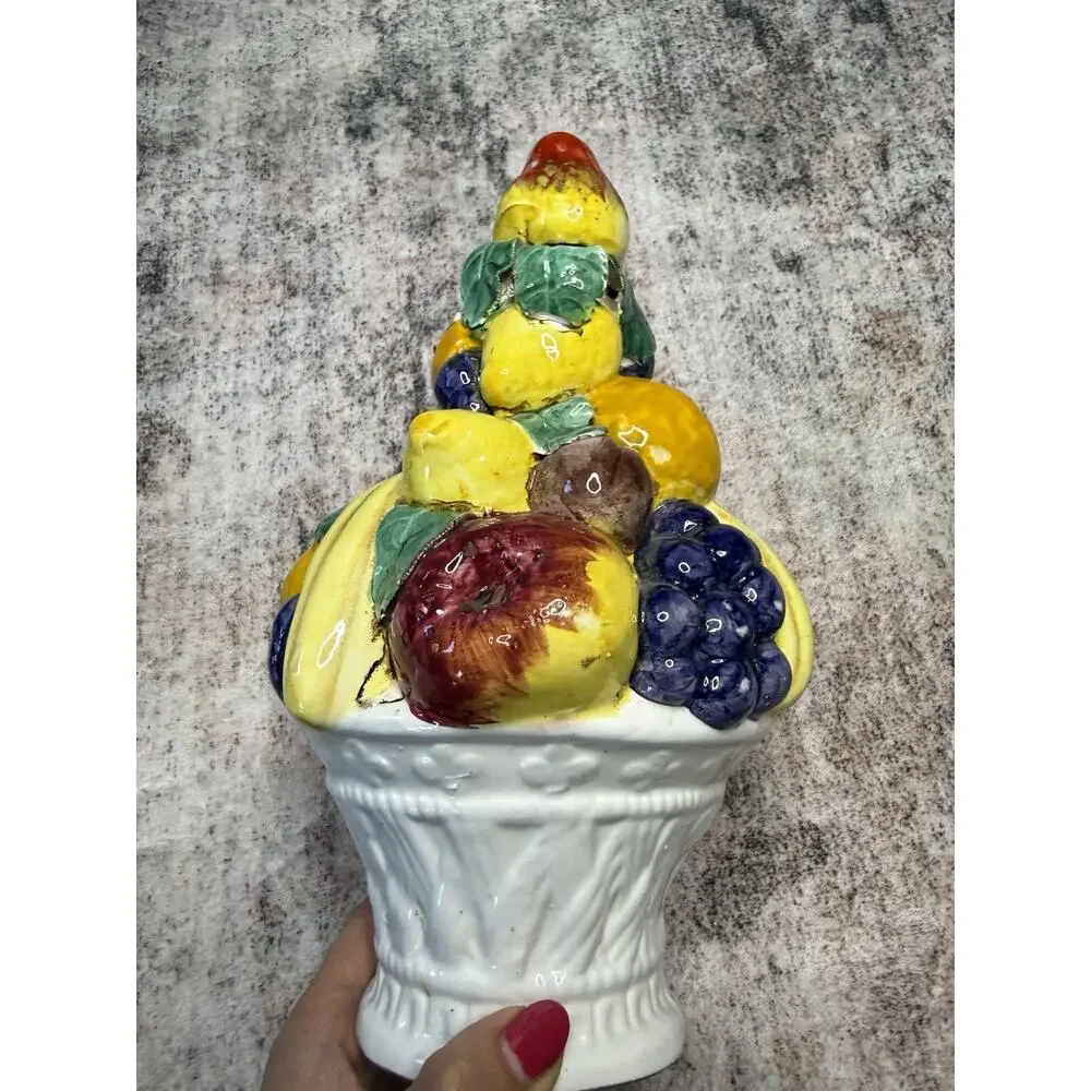 Vintage Ceramic Italian Fruit Topiary Majolica Centerpiece MCM